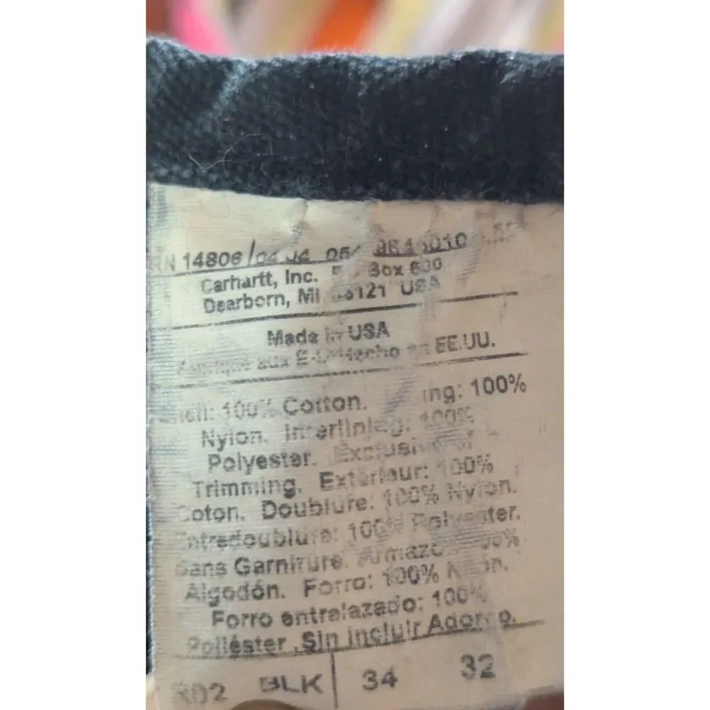 Vintage Carhartt R02 BLK 34x32 Black Insulated Double Knee Bib Overalls USA